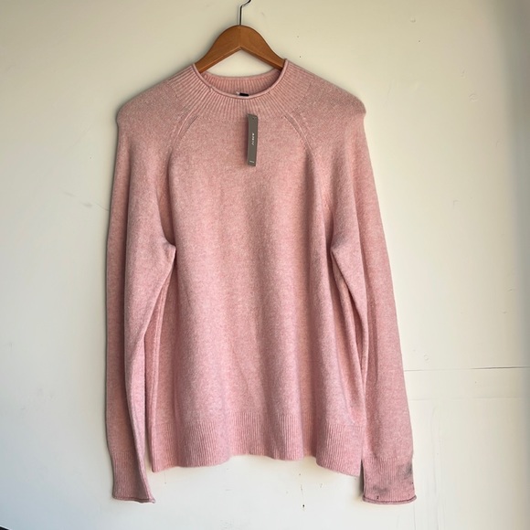 J.Crew Merino Wool and Alpaca Blend Light Pink Crewneck roll neck Size L - Picture 3 of 12